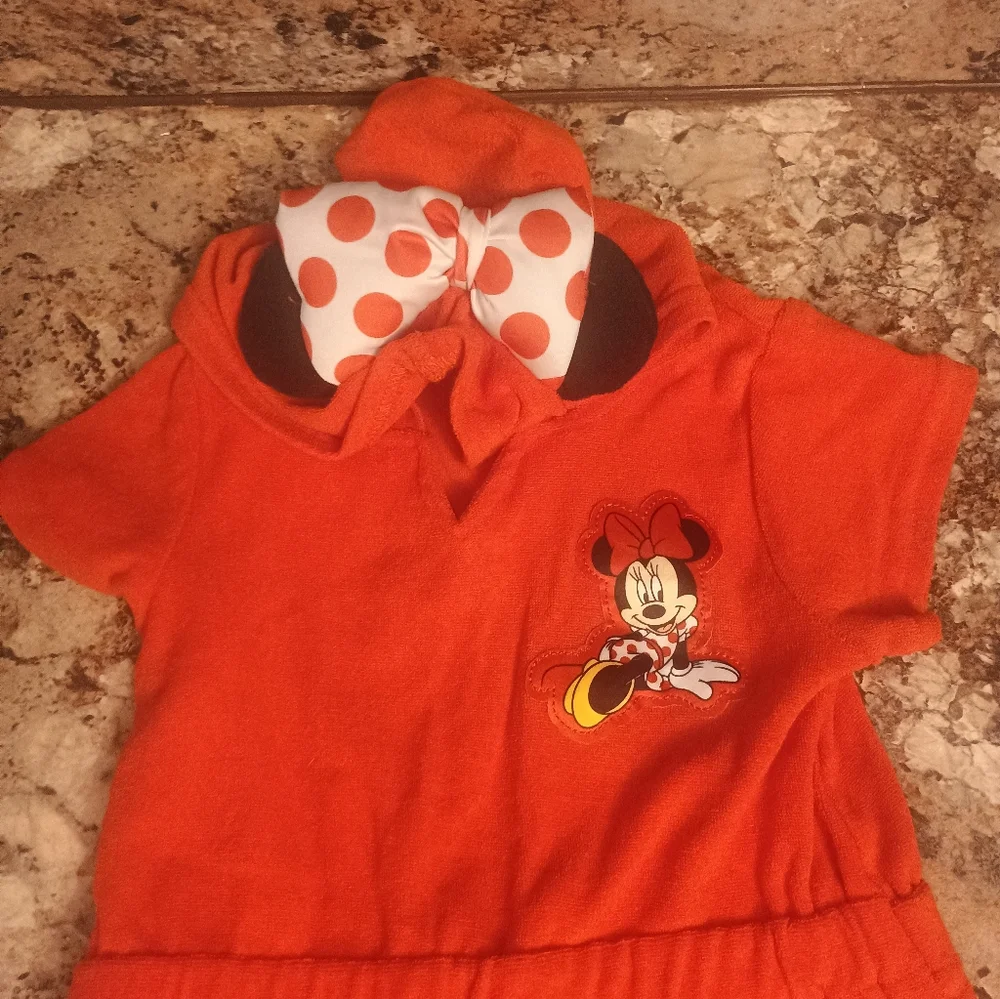 Minnie Mouse Girls Fleece Dress 3T With Hood